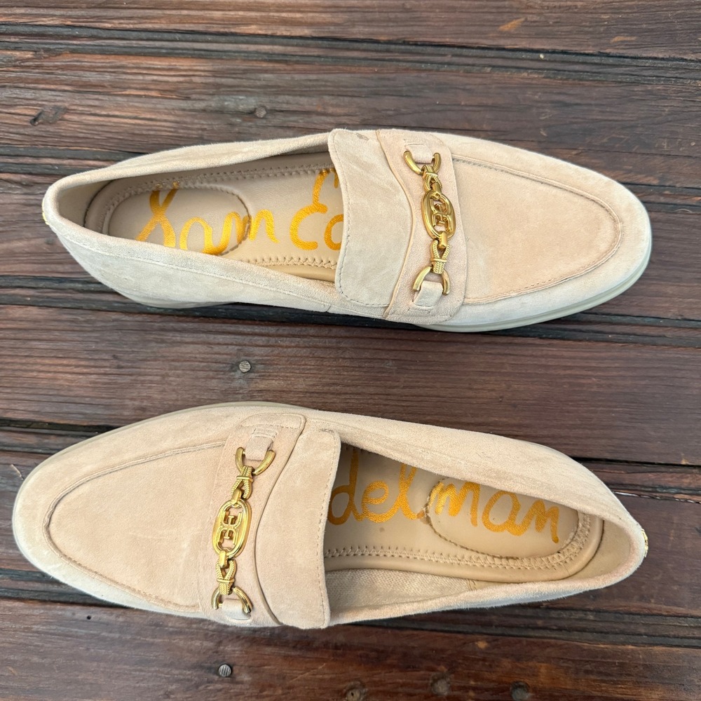 Sam Edelman Kyana Beige Suede Horsebit Loafers Womens 8M Platform Slip On Shoes - Picture 2 of 10